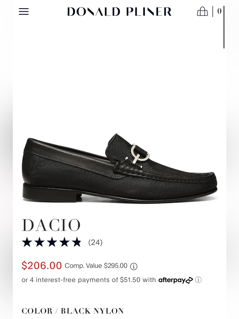 Donald Pliner Black Nylon Dacio Loafers